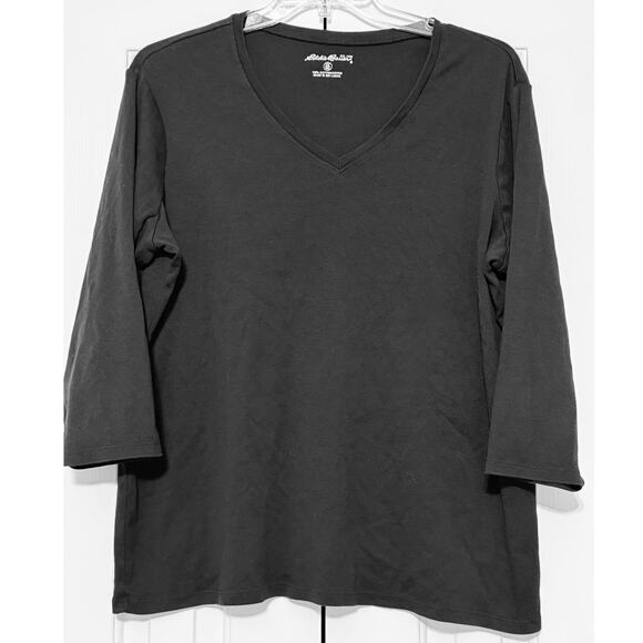 Eddie Bauer Black 3/4 Sleeve V-Neck T-Shirt, Size XXLT - Picture 1 of 6